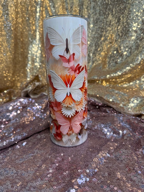 pink butterfly tumbler