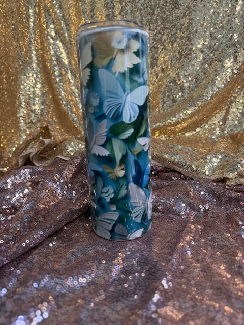Blue butterfly tumbler