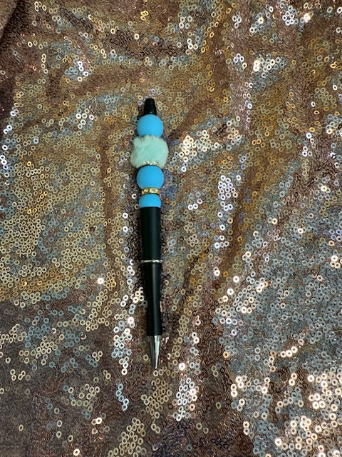 Blue fluffy pen