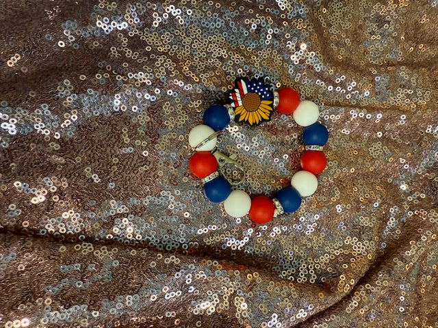 American flag sunflower wristlet